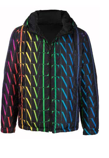 Valentino VLTN Allover Logo Reversible Down Jacket Black/Multicolor