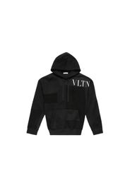 Valentino Felpa Patchwork VLTN Hoodie Black/White