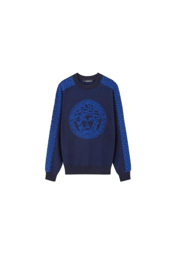 Versace Logo Printed Sweater Blue