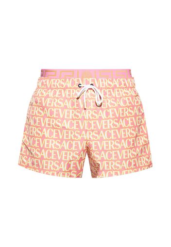 Versace Allover Logo Swim Shorts Pink