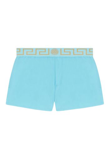 Versace Greca Border Swim Shorts Light Blue