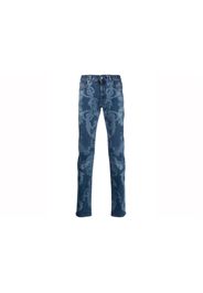 Versace Baroque-Print Skinny Jeans Blue