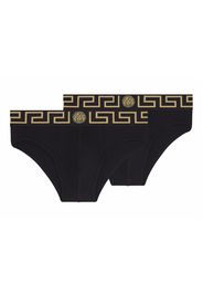 Versace Greca Border Briefs (2 Pack) Black