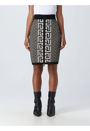 Balmain skirt in wool blend with monogram