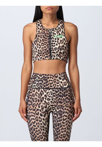 Ganni top in technical fabric with animal print