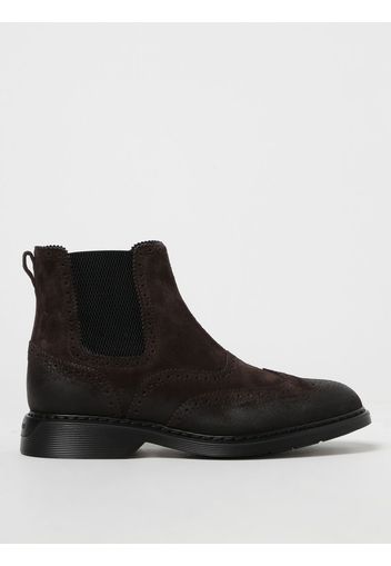 Hogan H576 ankle boots in suede with swallowtail brogue pattern