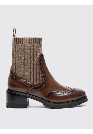 Flat Ankle Boots SANTONI Woman color Brown