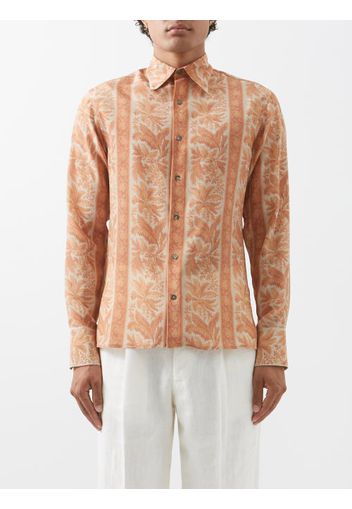 Brown Geometric-print silk-twill shirt, 73 London