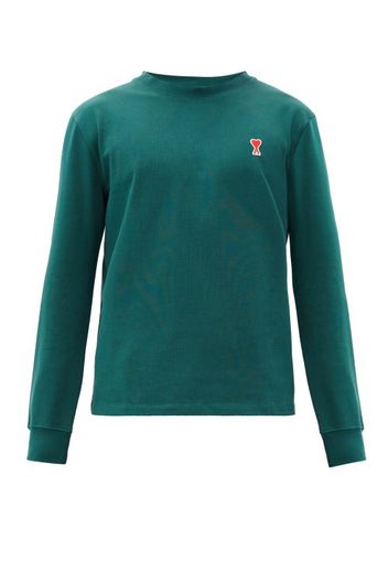 Ami - Ami De Coeur Logo Cotton Long-sleeved T-shirt - Mens - Green