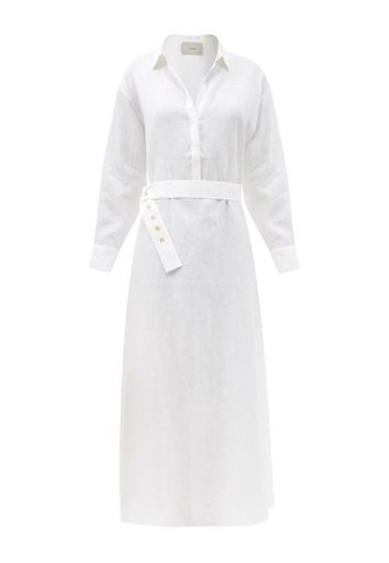 Asceno - Porto Belted Organic-cotton Maxi Shirt Dress - Womens - White