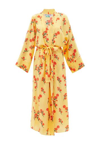 Bernadette - Blossom Silk Crepe-de-chine Robe - Womens - Yellow