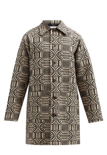 Bode - Coverlet Single-breasted Wool-blend Jacquard Coat - Mens - Black White