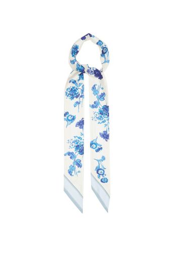 Burberry - Floral-print Silk-twill Scarf - Womens - Blue