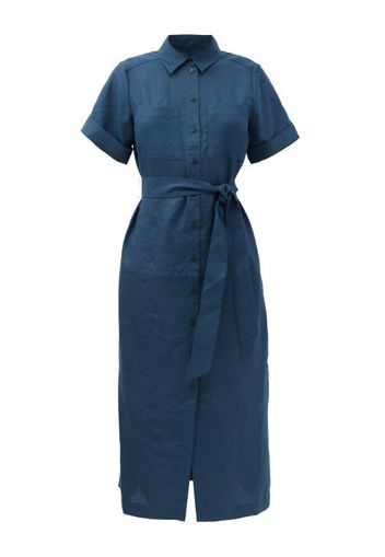 Cefinn - Lexi Belted Canvas Shirt Dress - Womens - Dark Blue