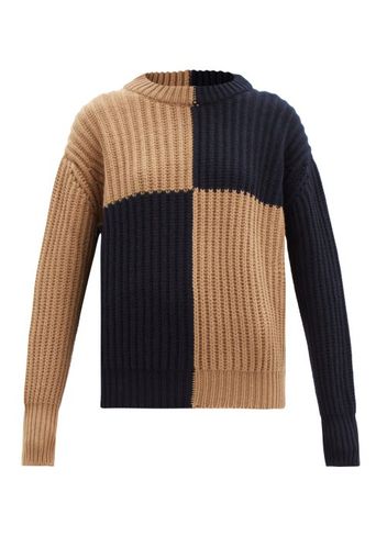 Connolly - Block-colour Ribbed Wool Sweater - Womens - Beige Navy