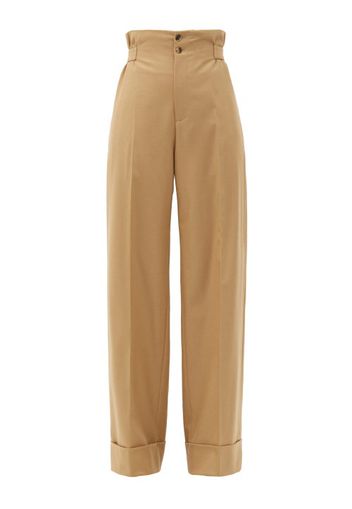 Connolly - Sash-waist Wool-blend Twill Wide-leg Trousers - Womens - Beige