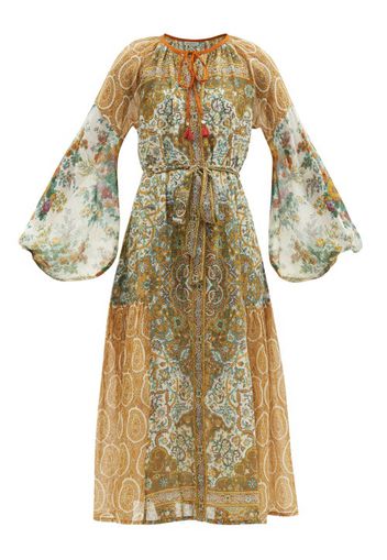 D'Ascoli - Darya Paisley-print Cotton-khadi Maxi Dress - Womens - Brown Multi