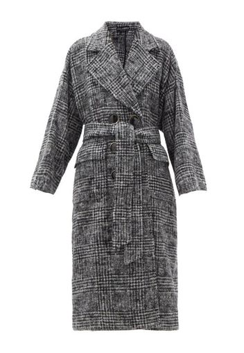 Dolce & Gabbana - Belted Prince Of Wales-check Wool-blend Coat - Womens - Grey