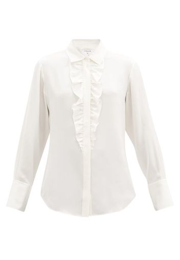 Frame - Ruffled Silk-crepe Shirt - Womens - White