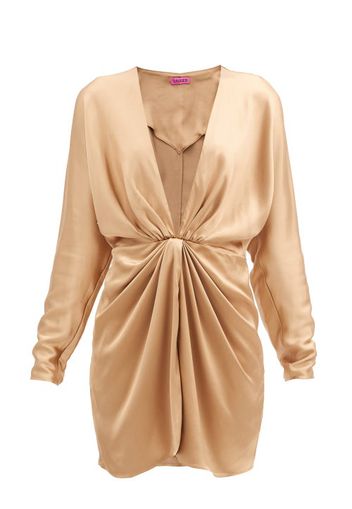 Gauge81 - Shibu V-neck Satin Mini Dress - Womens - Bronze