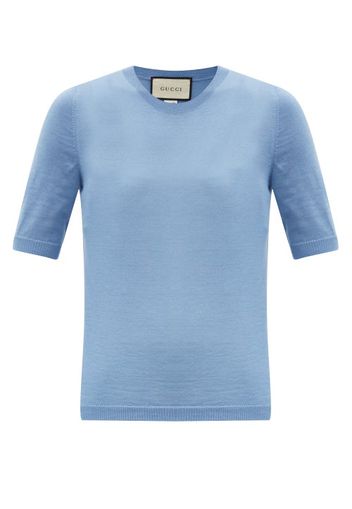 Gucci - Short-sleeved Cashmere Sweater - Womens - Blue