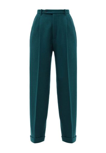 Gucci - High-rise Wool Wide-leg Trousers - Womens - Dark Green