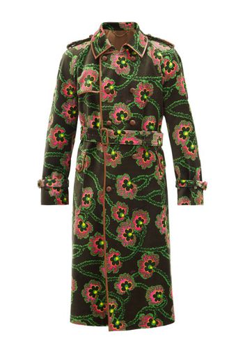 Gucci - X Ken Scott Floral-print Velvet Trench Coat - Mens - Black