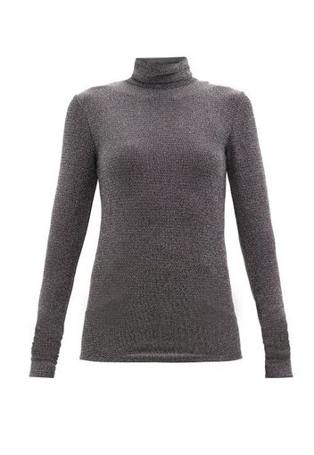 Isabel Marant - Woyela Roll-neck Lurex-jersey Long-sleeved Top - Womens - Black Silver