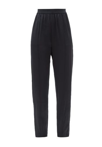 Maison Margiela - Zipped-cuff Tuxedo-stripe Satin Tapered Trousers - Womens - Black