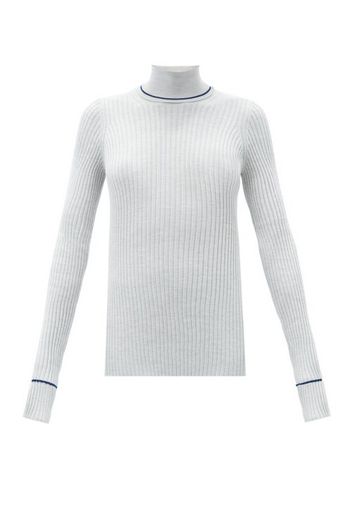 Maison Margiela - Striped Roll-neck Ribbed Wool-blend Sweater - Womens - Grey