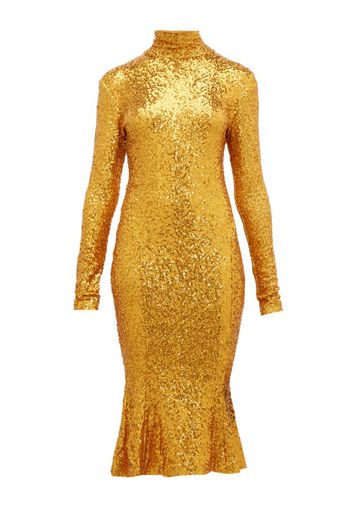 Norma Kamali - High-neck Sequinned Fishtail-hem Dress - Womens - Gold