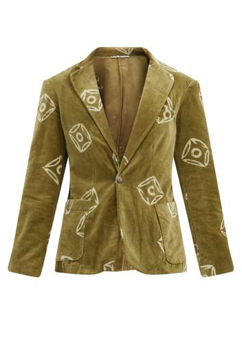 Post-imperial - Ikoyi Single-breasted Cotton-velvet Blazer - Mens - Yellow