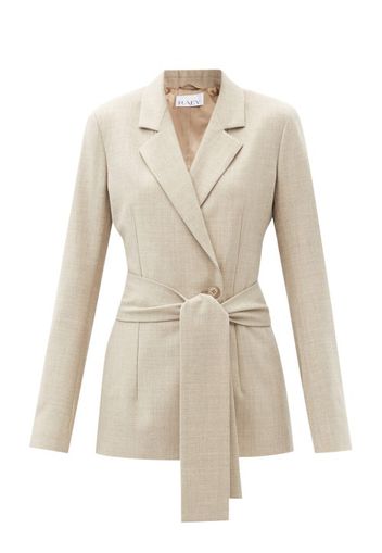 Raey - Belted Wool-blend Suit Jacket - Womens - Beige