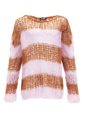 Raf Simons - Striped Oversized Open-knit Sweater - Mens - Pink