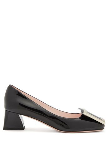 Roger Vivier - Très Vivier Buckled Patent-leather Pumps - Womens - Black