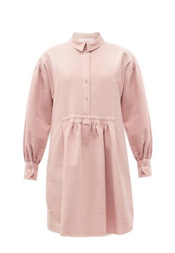 See By Chloé - Pintucked Garment-dyed Cotton-rep Dress - Womens - Light Pink