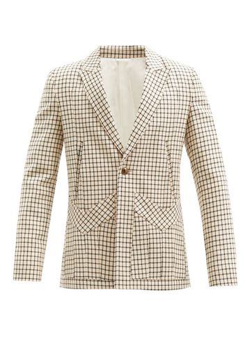 Stefan Cooke - Single-breasted Check Wool Blazer - Mens - Multi