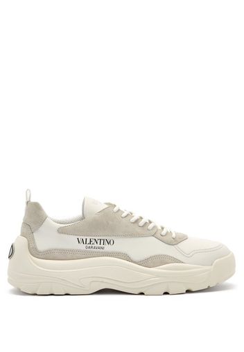 Valentino Garavani - Gumboy Logo-print Leather & Suede Trainers - Mens - White