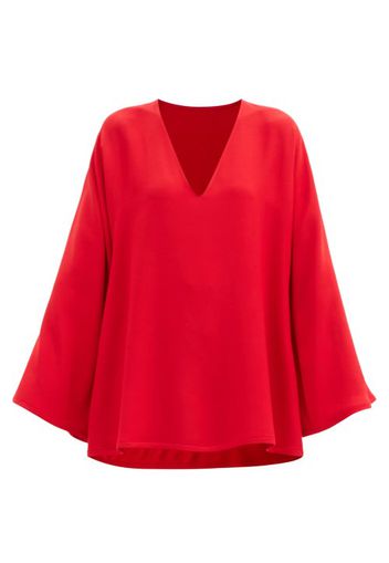 Valentino - Flared-sleeve Cady Blouse - Womens - Red