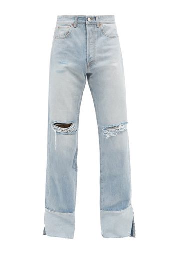 Vetements - Distressed Wide-leg Jeans - Mens - Blue