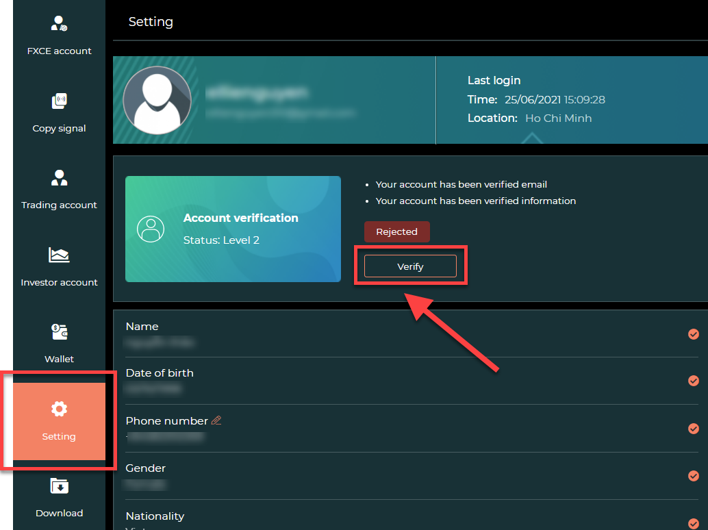 FXCE FAQ How to reverify Identity when be denied (KYC)