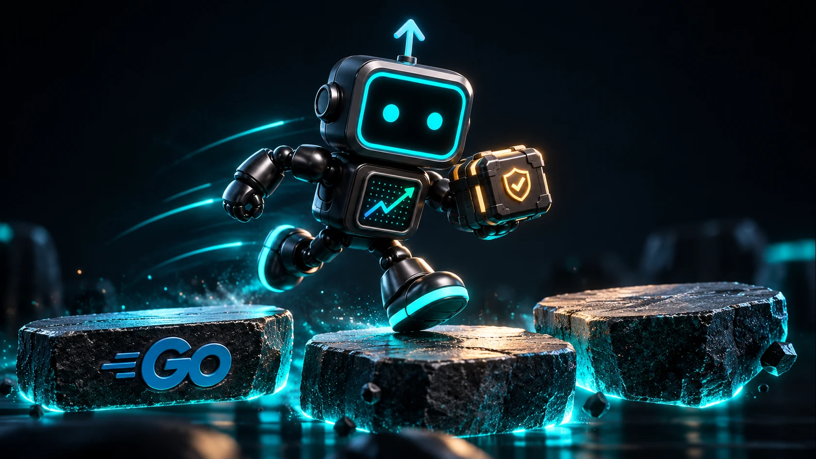 Pip carries a protected data parcel across Go stepping stones.