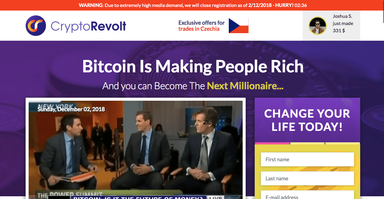 CryptoRevoltApp website