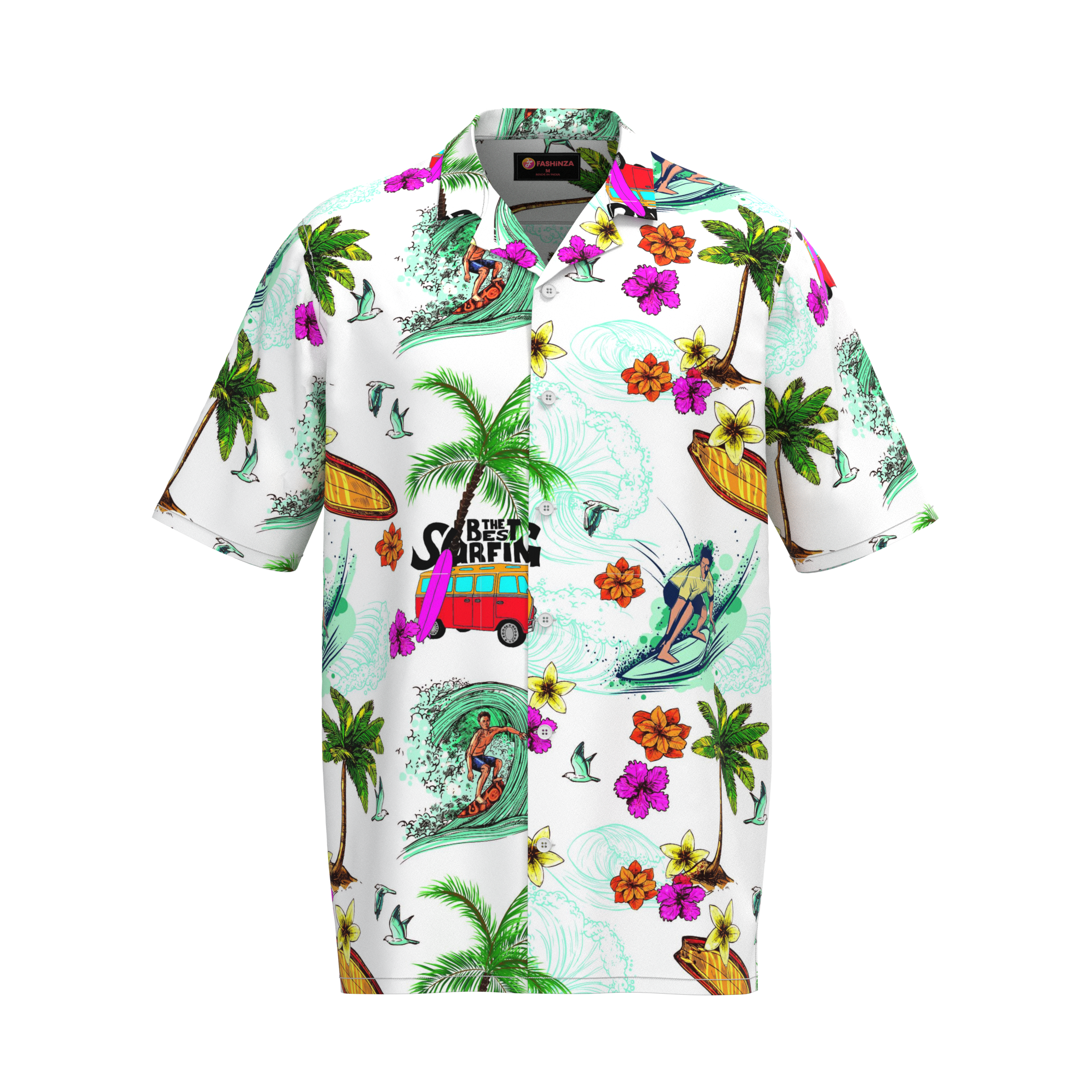 Hawaii Surf Beach Palm Tree Printed Shirt