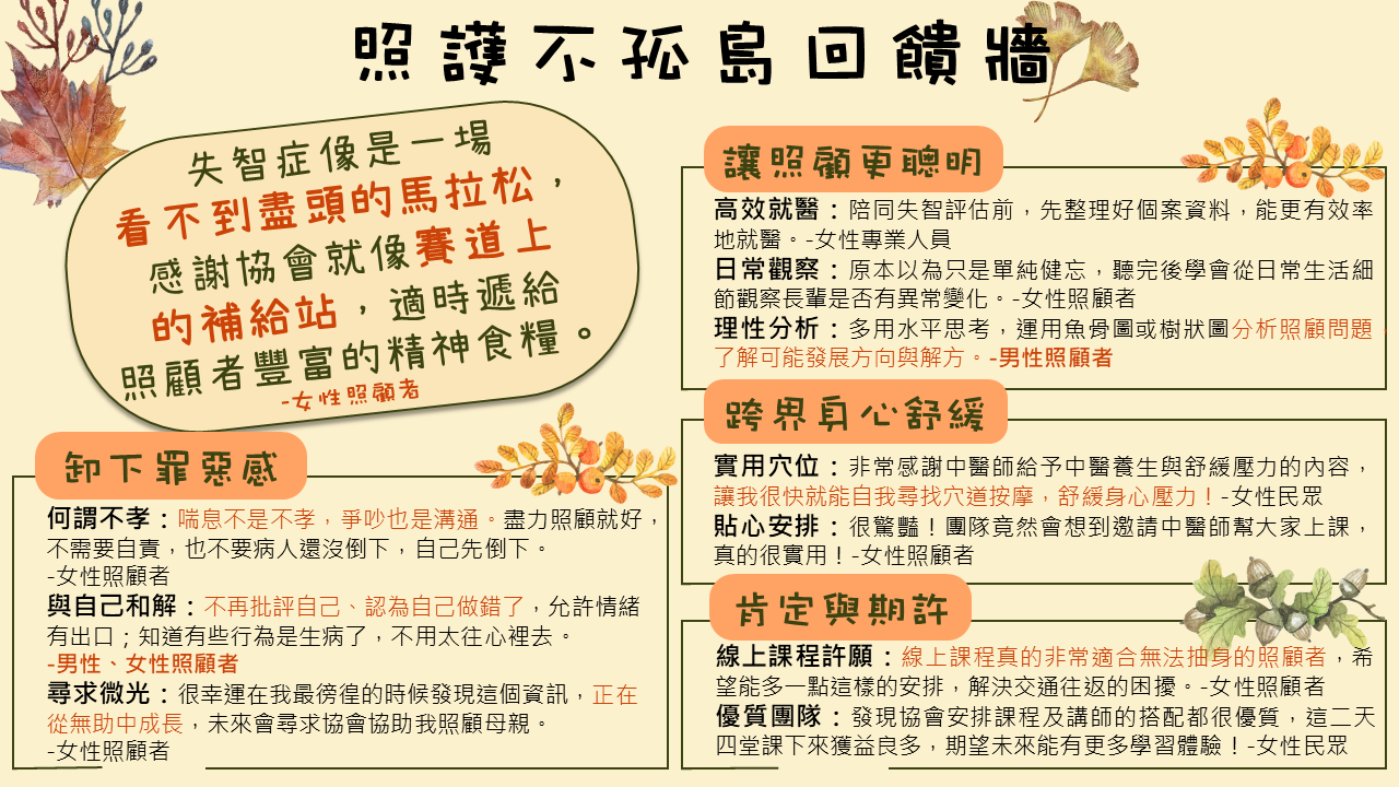 照護不孤島 參與者回饋