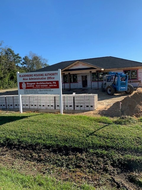 Temporary Sign in front of New BHA Admin. Office