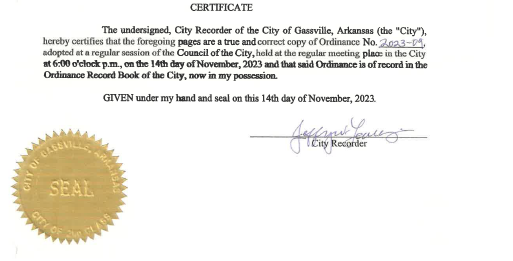 Signature Block  for ordinance -Mayor Braim