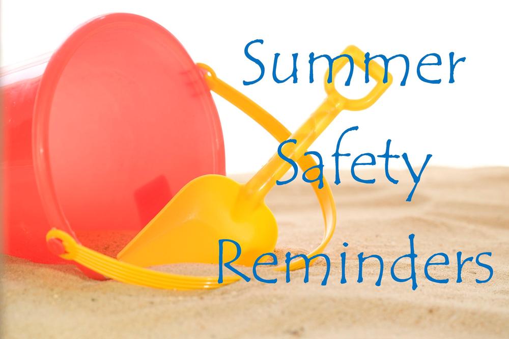 Summer Safety Reminders - Sand with kids shovel and bucket toys.