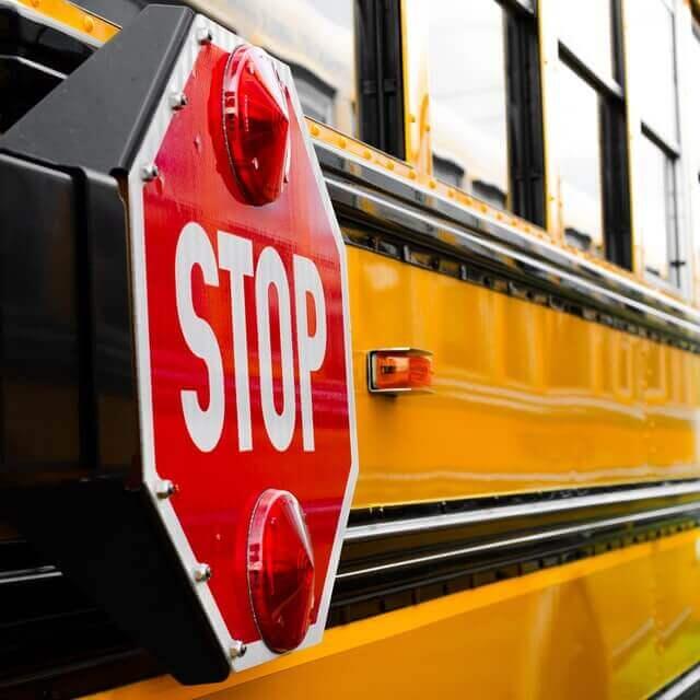 Stop sign on a bus.