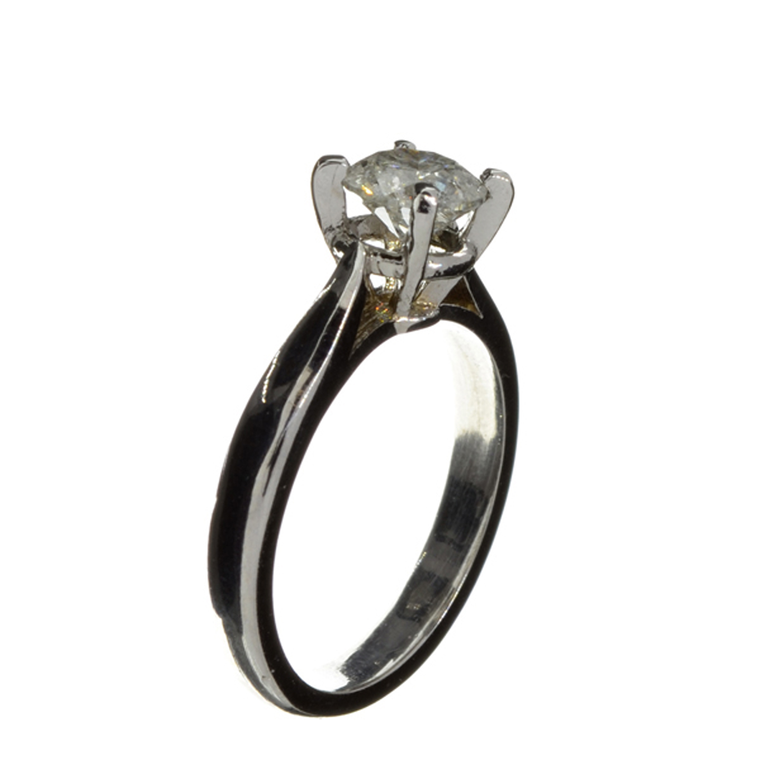 14KT. White Gold, 1.05CT Round Cut Diamond Ring